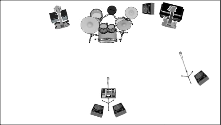 James Pitts Band Stage Plot - Equipment layout diagram